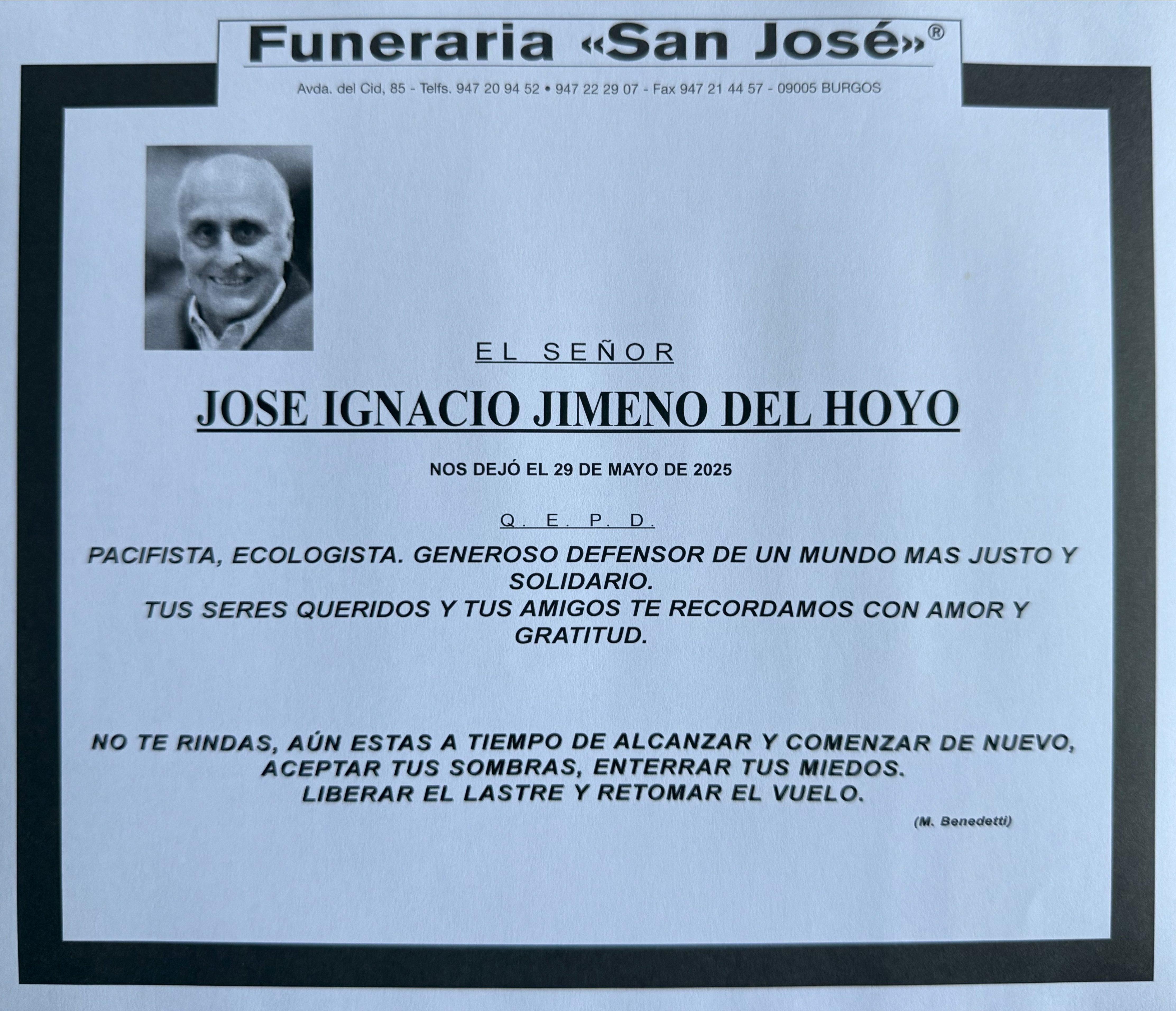 Esquela José I. Jimeno
